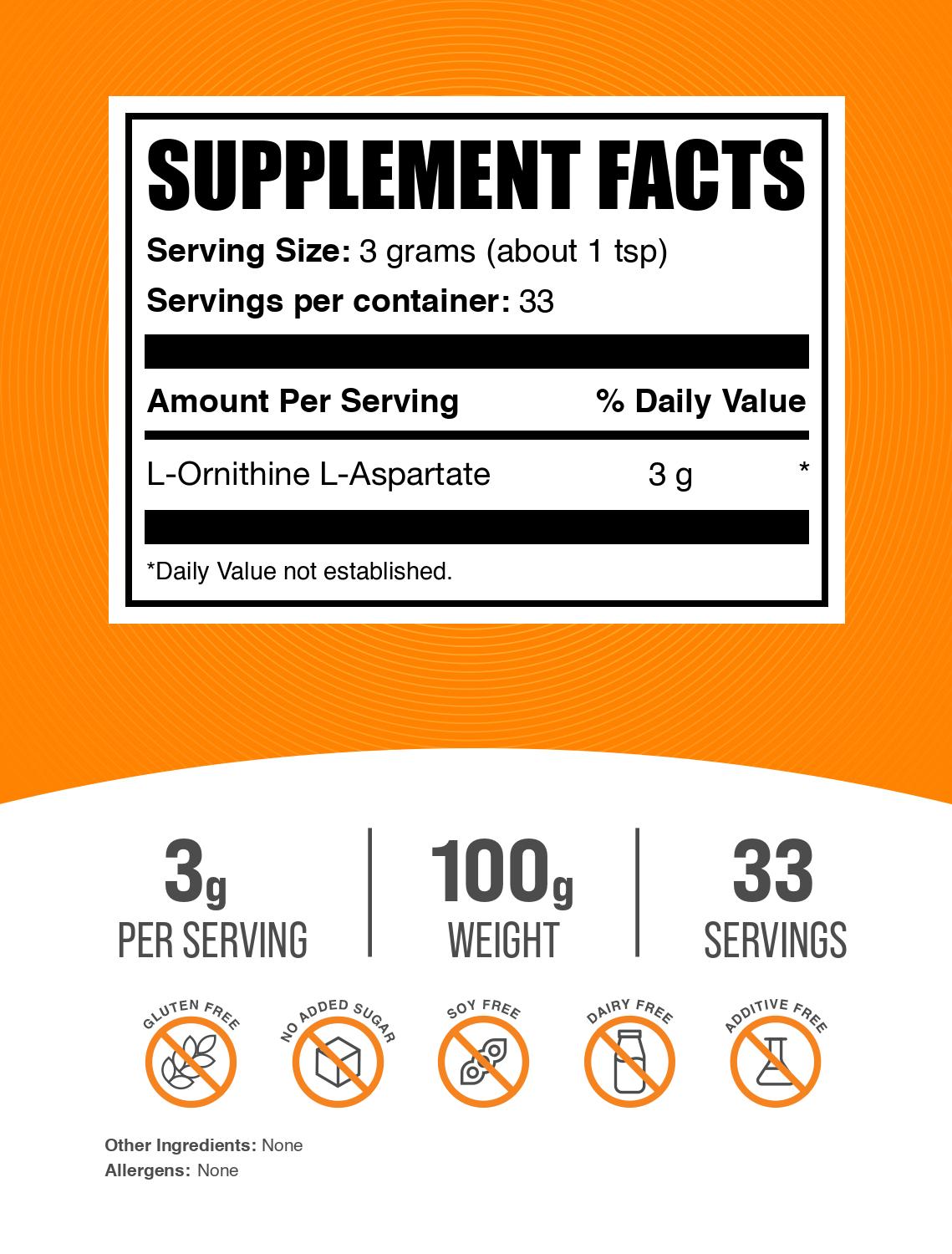 L-Ornithine L-Aspartate powder label 100g