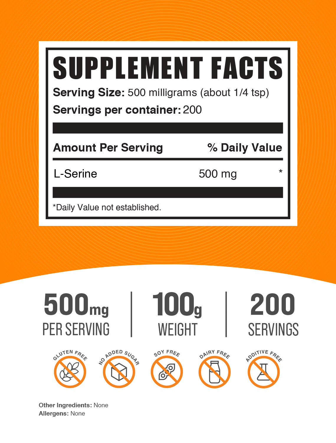 L-serine powder label 100g