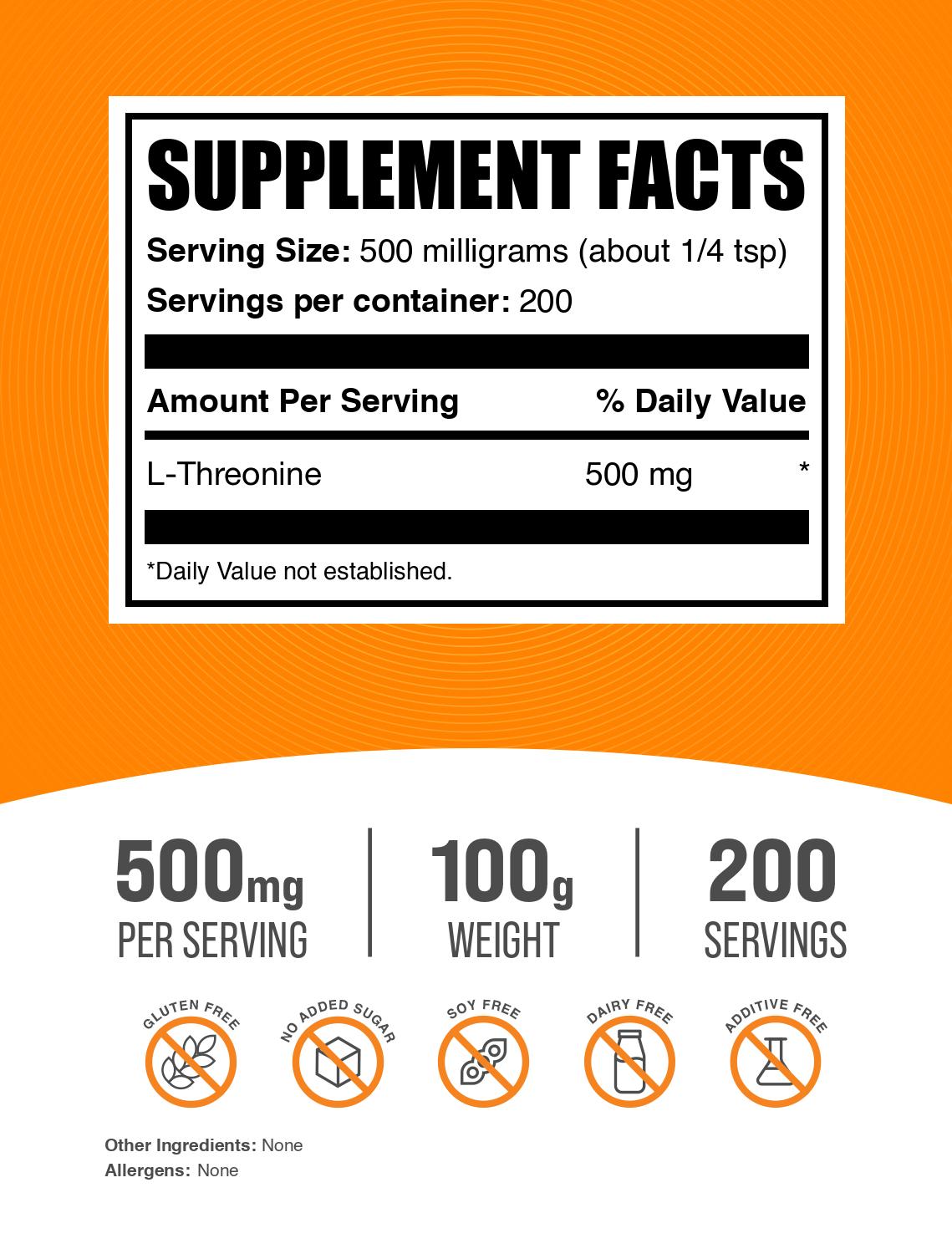 L-Threonine powder label 100g