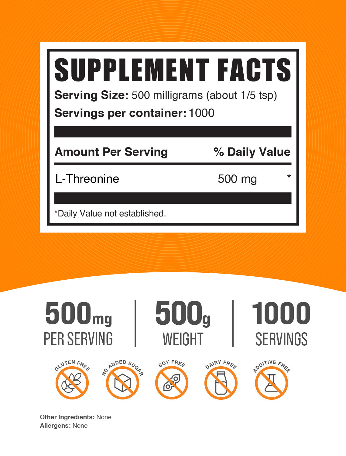 L-Threonine powder label 500g