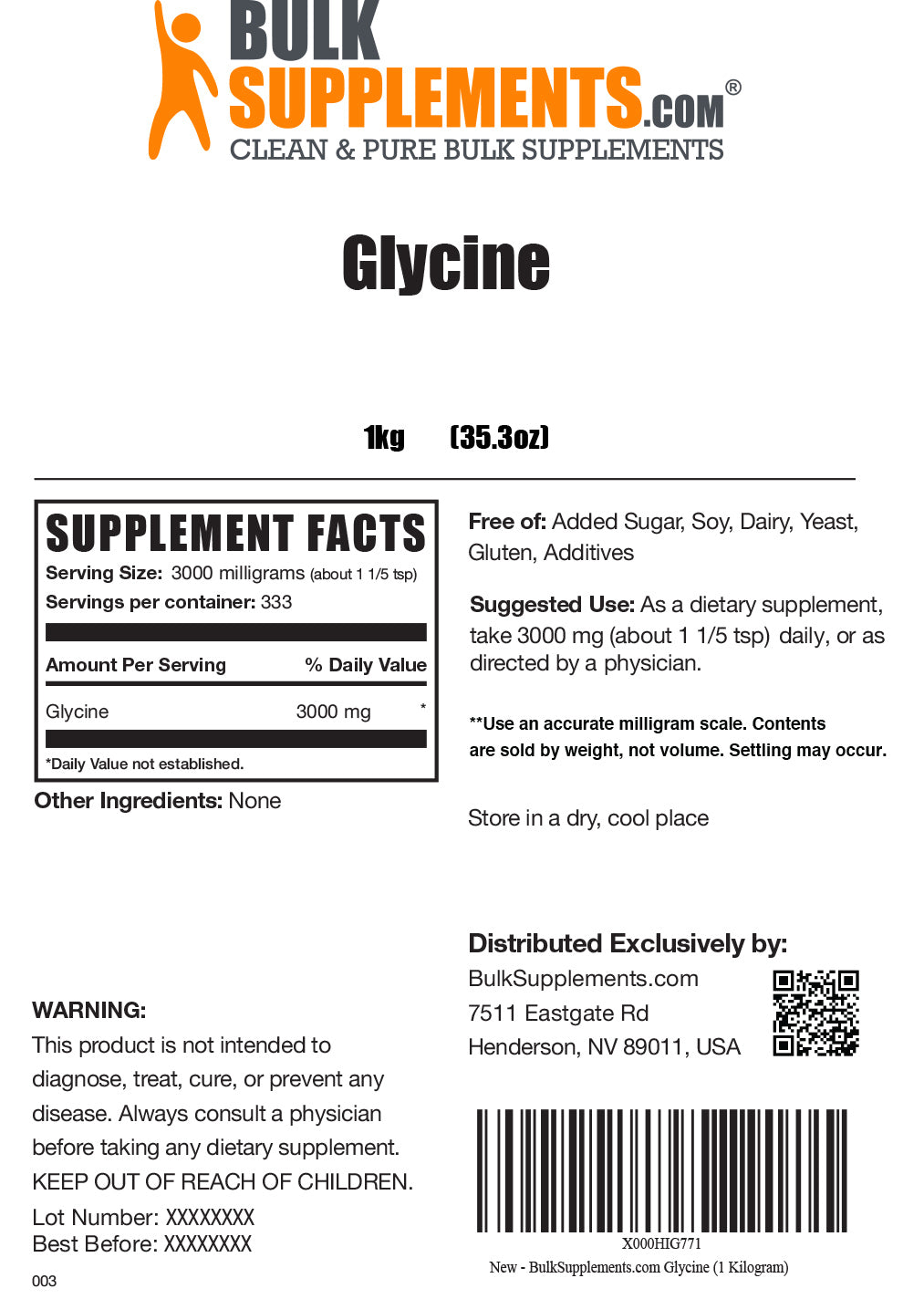 Glycine 1kg Poudre