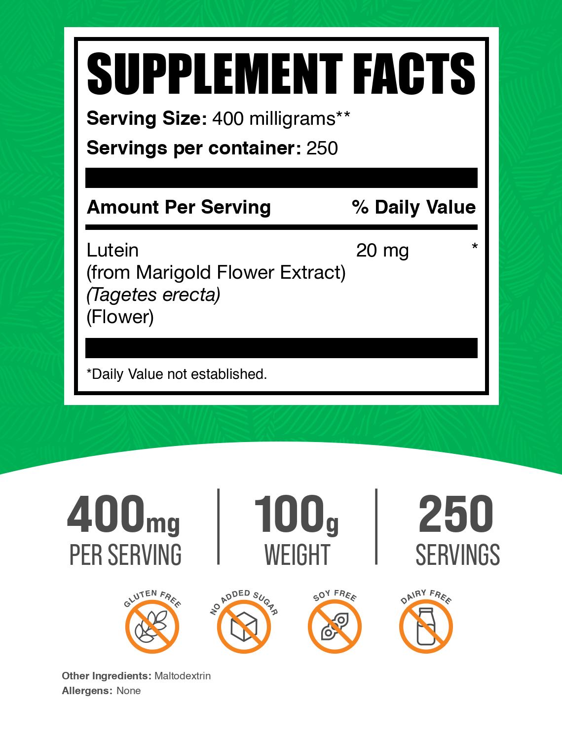 Lutein 5% powder label 100g