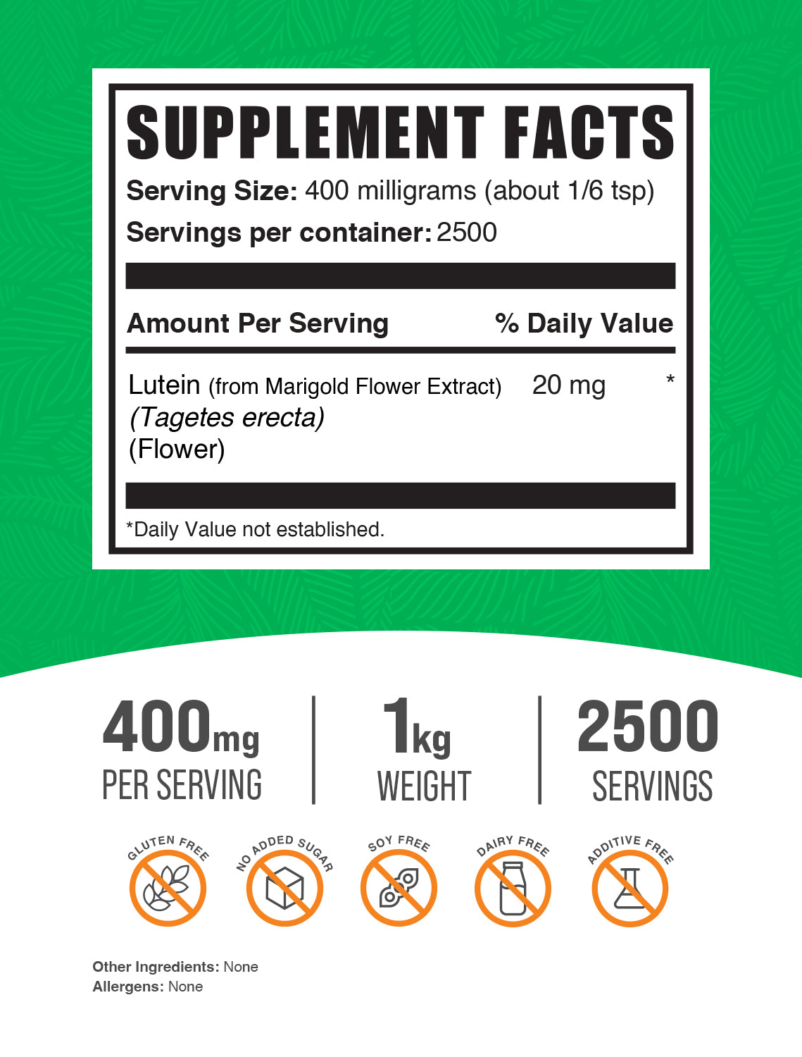 Lutein powder label 1kg
