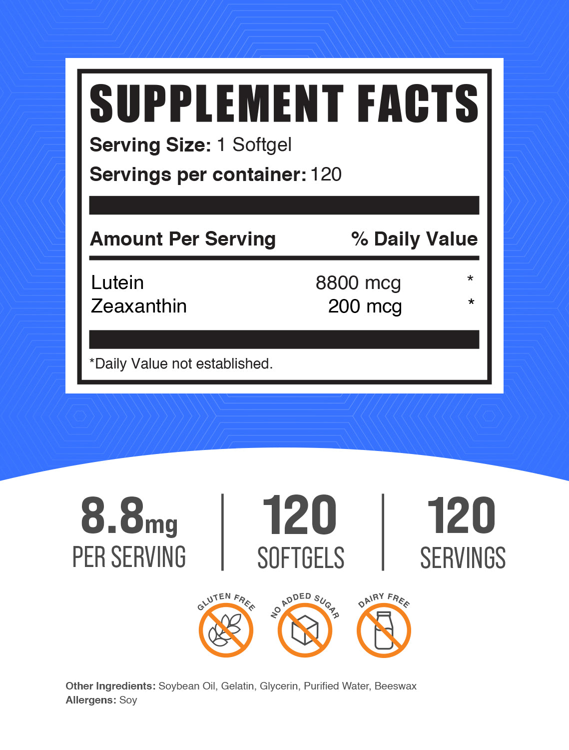 Lutein with Zeaxanthin Softgels label 120 ct