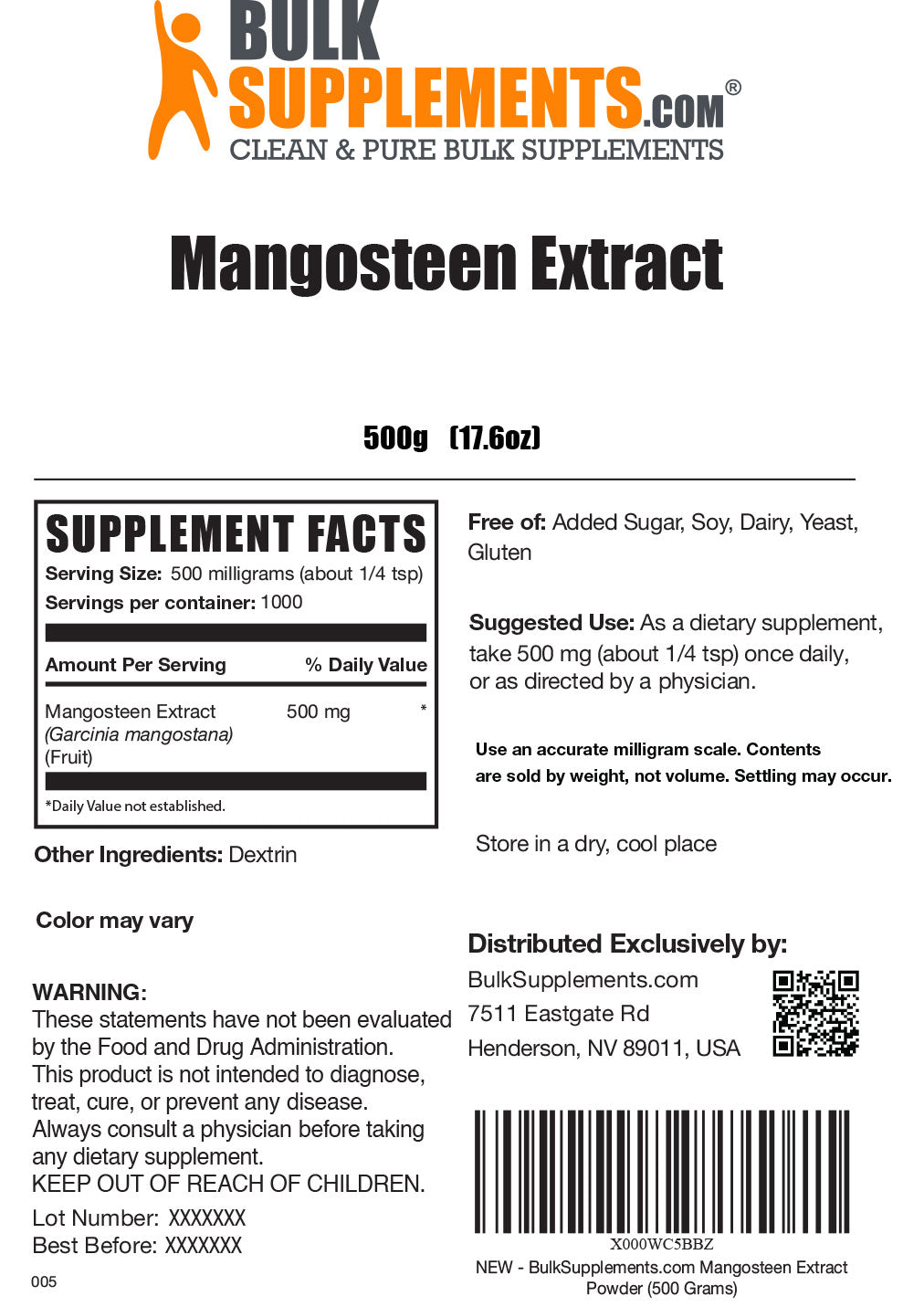 Mangosteen extract powder 500g