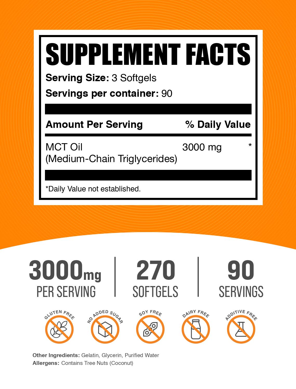 MCT Oil Softgels 270 ct label