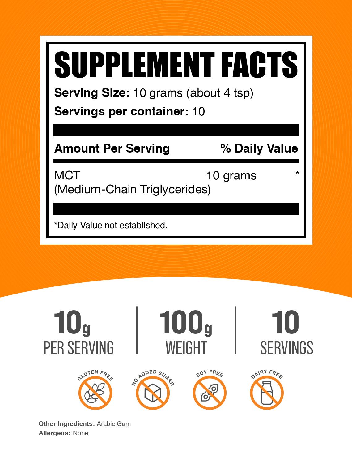 MCT powder label 100g