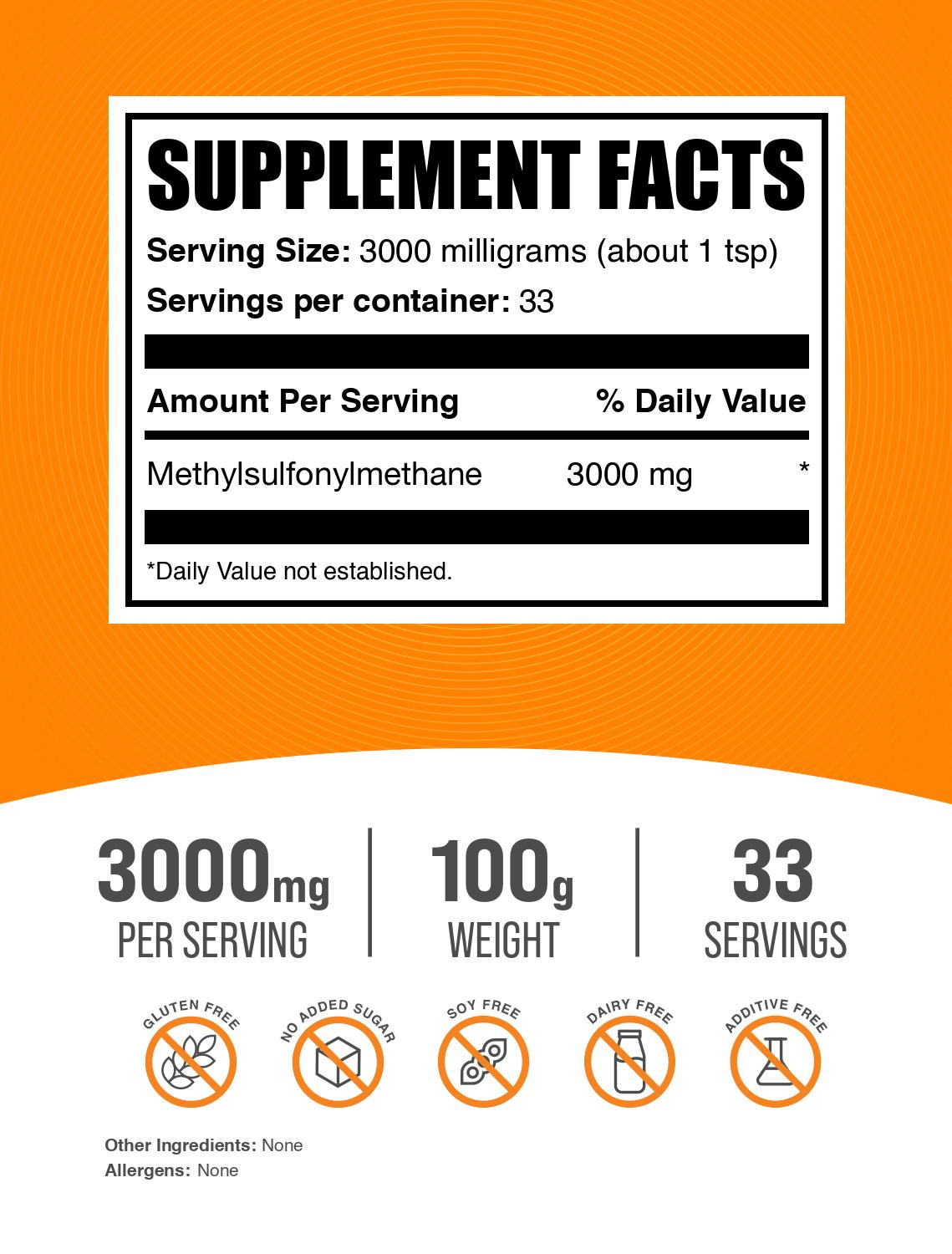 MSM powder label 100g