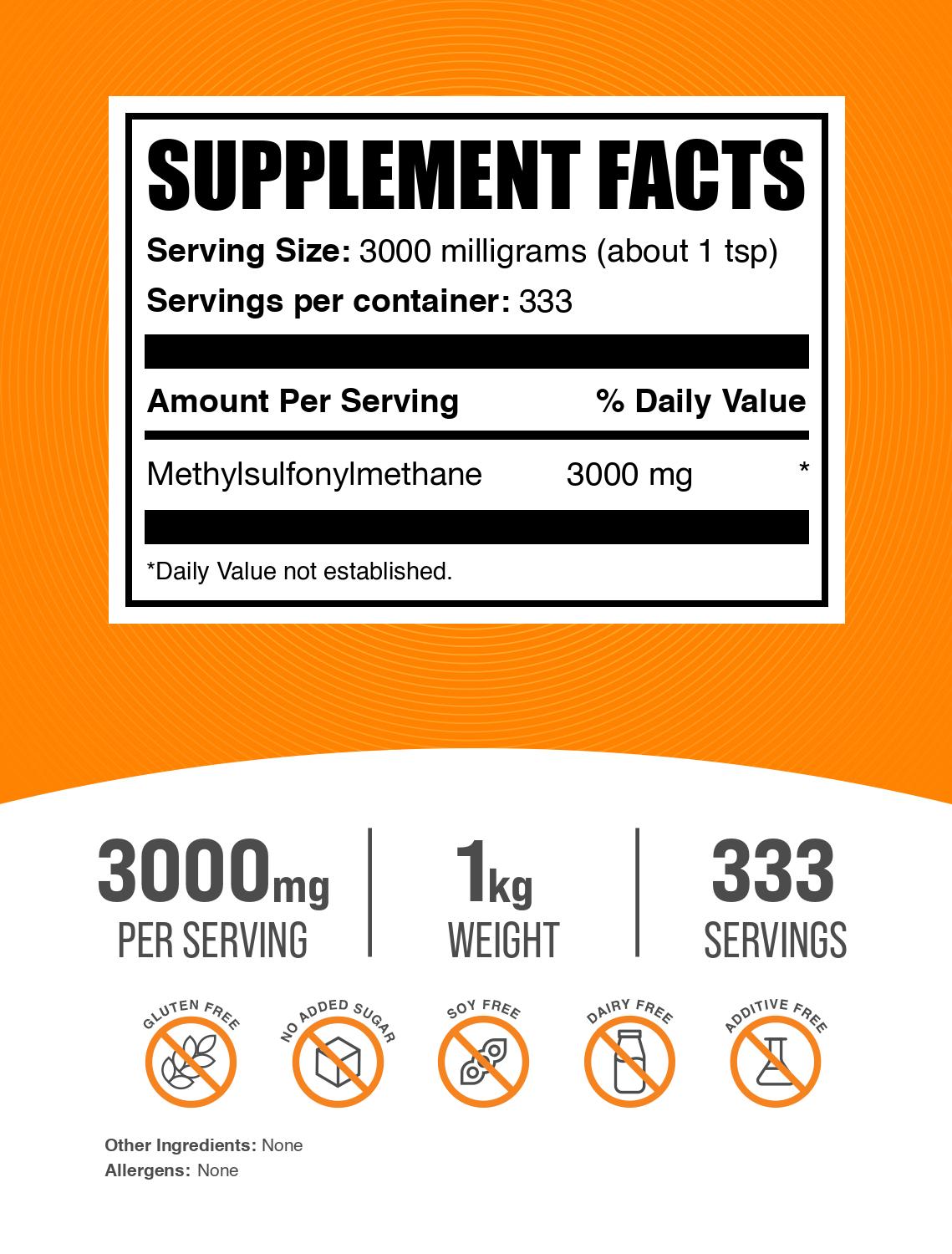 MSM powder label 1kg