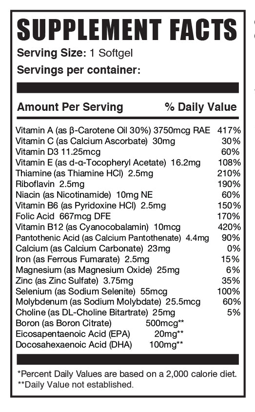 Multivitamin softgels mini label