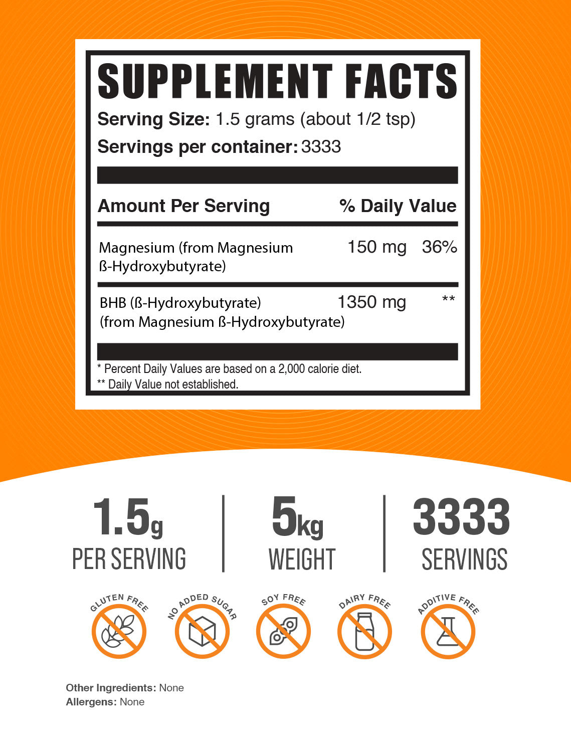 BHB Beta-hydroxybutyrate (Magnesium) powder label 5kg