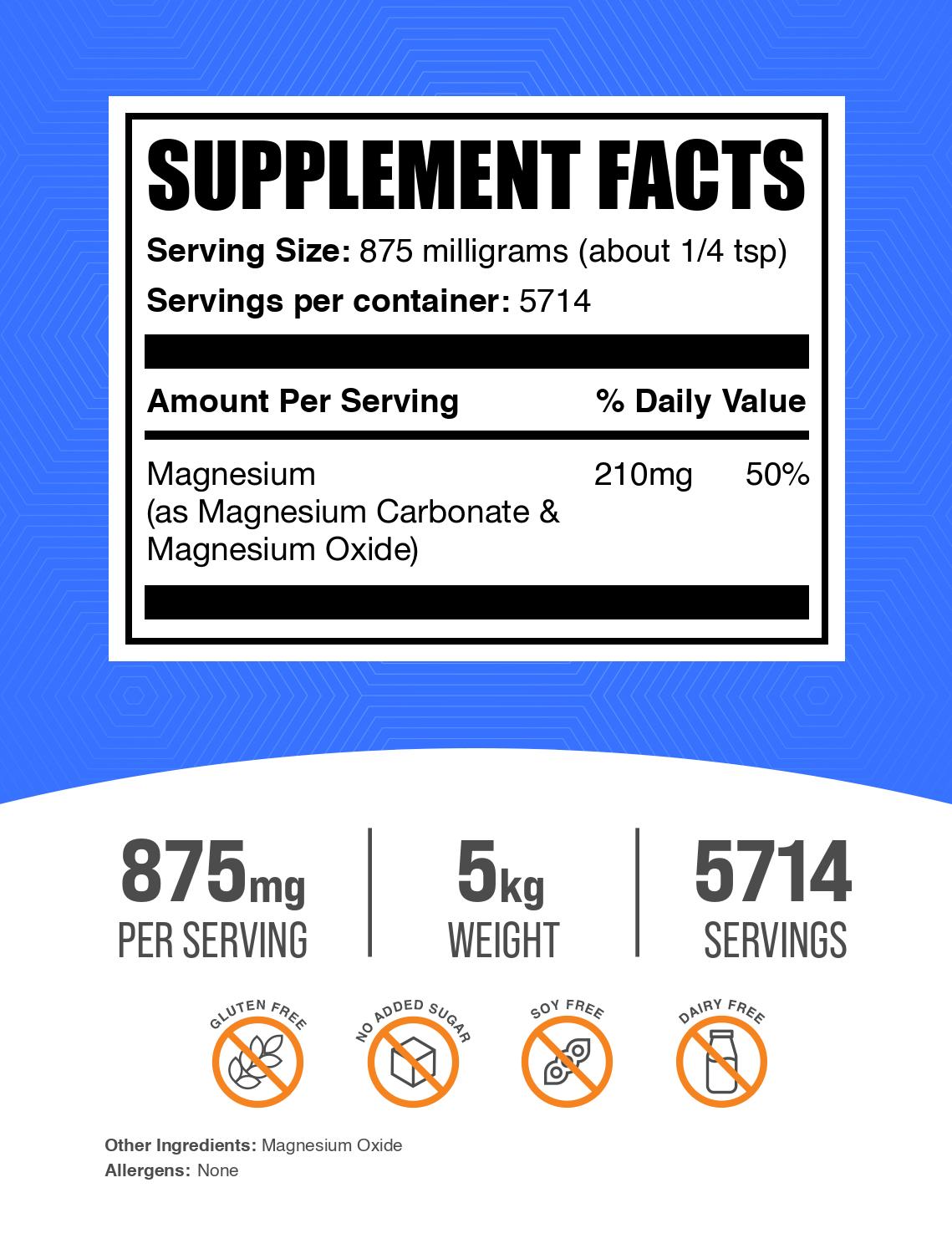 Magnesium carbonate powder label 5kg