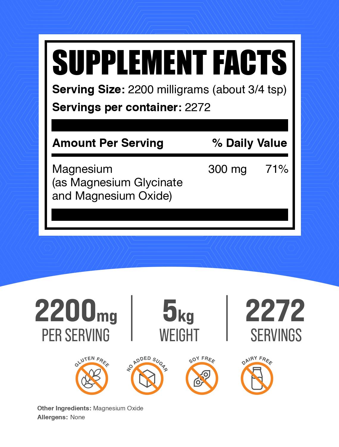 Magnesium glycinate powder label 5kg