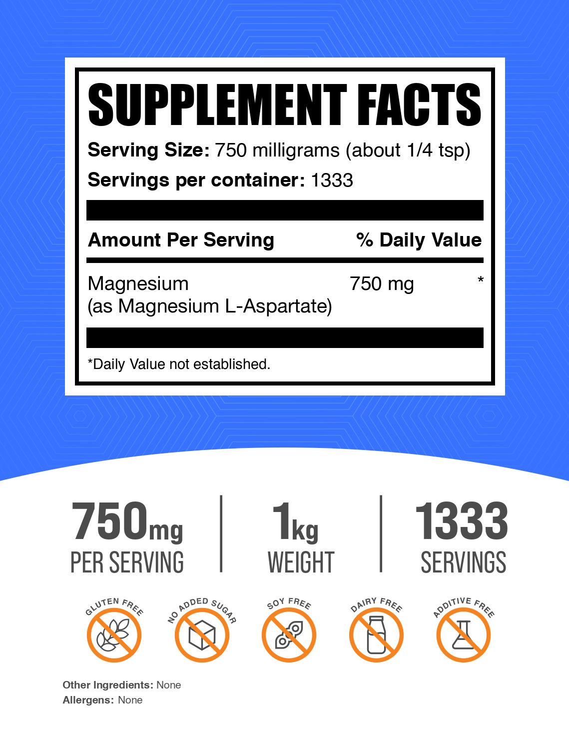 Magnesium L-Aspartate powder label 1kg