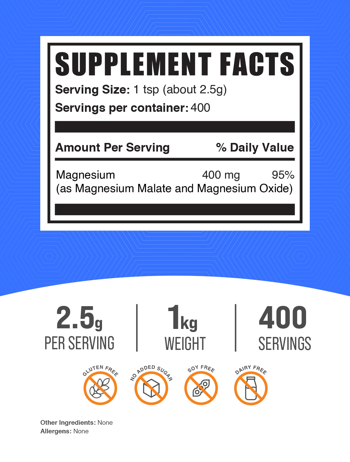 Magnesium Malate powder label 1kg