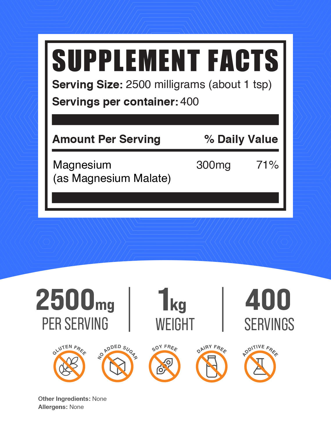 Magnesium Malate powder label 1kg