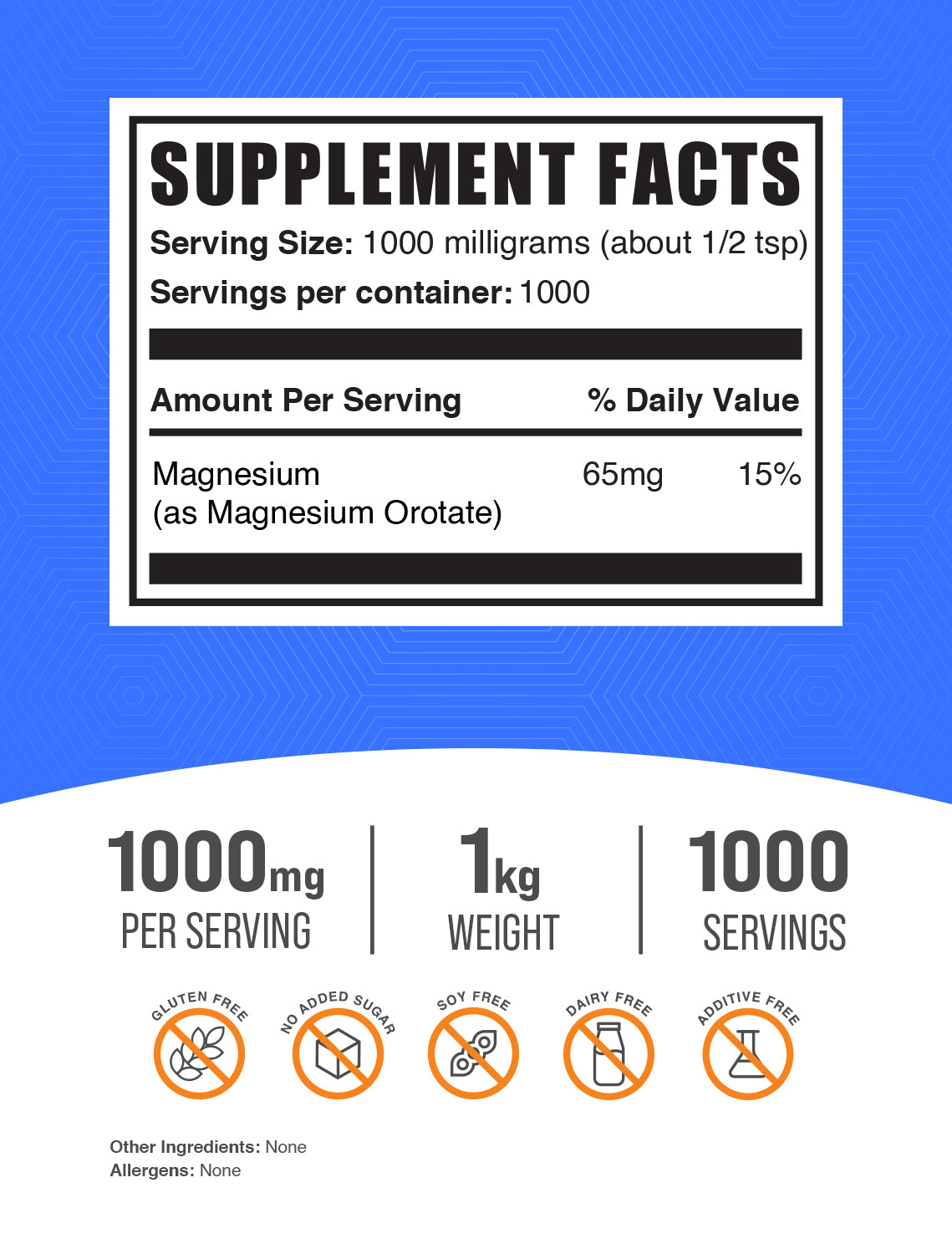 Magnesium Orotate powder label 1kg