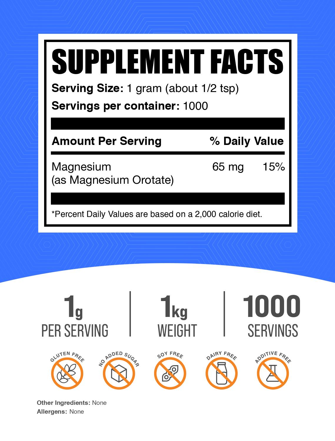 Magnesium Orotate powder label `kg