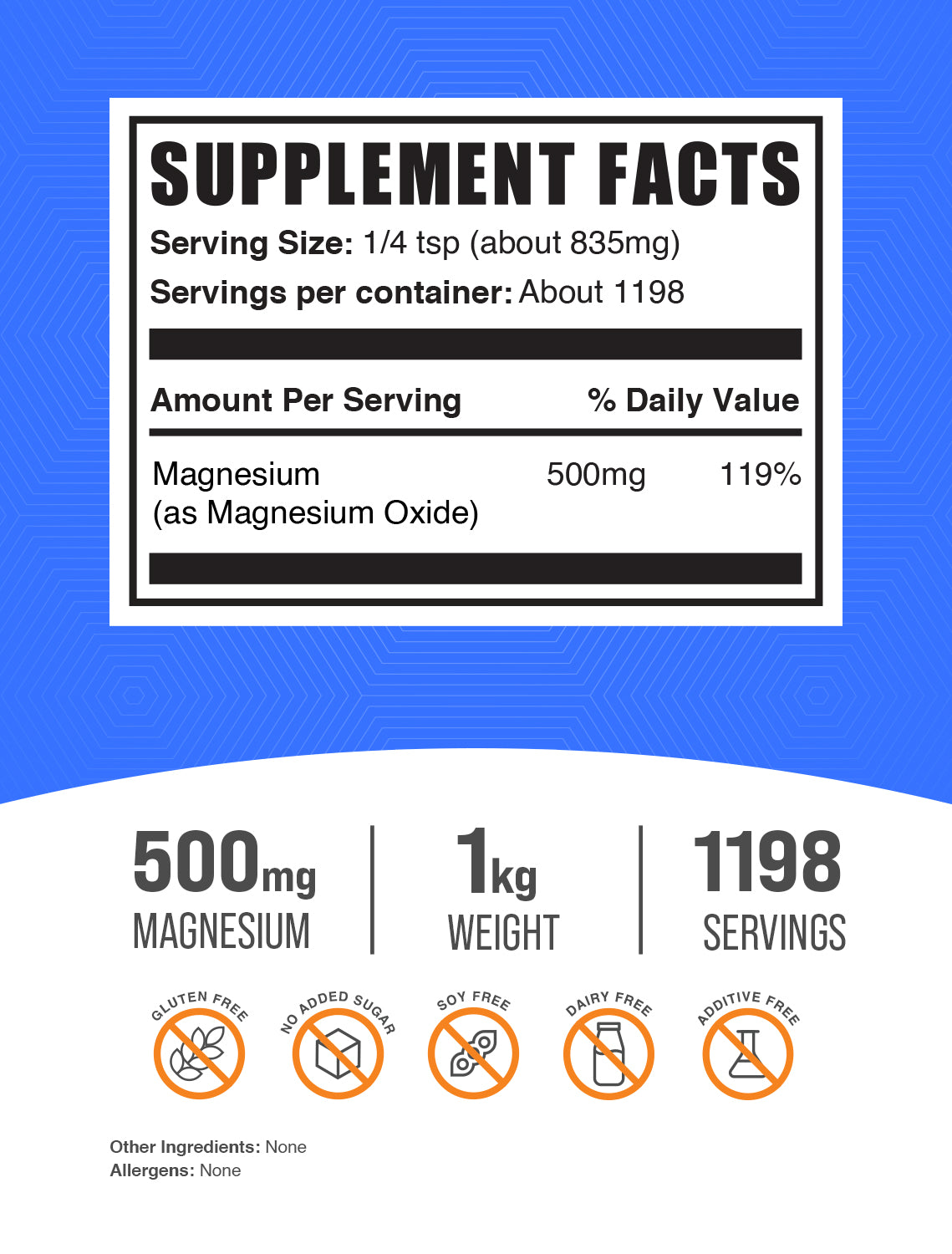 Magnesium Oxide powder label 1kg