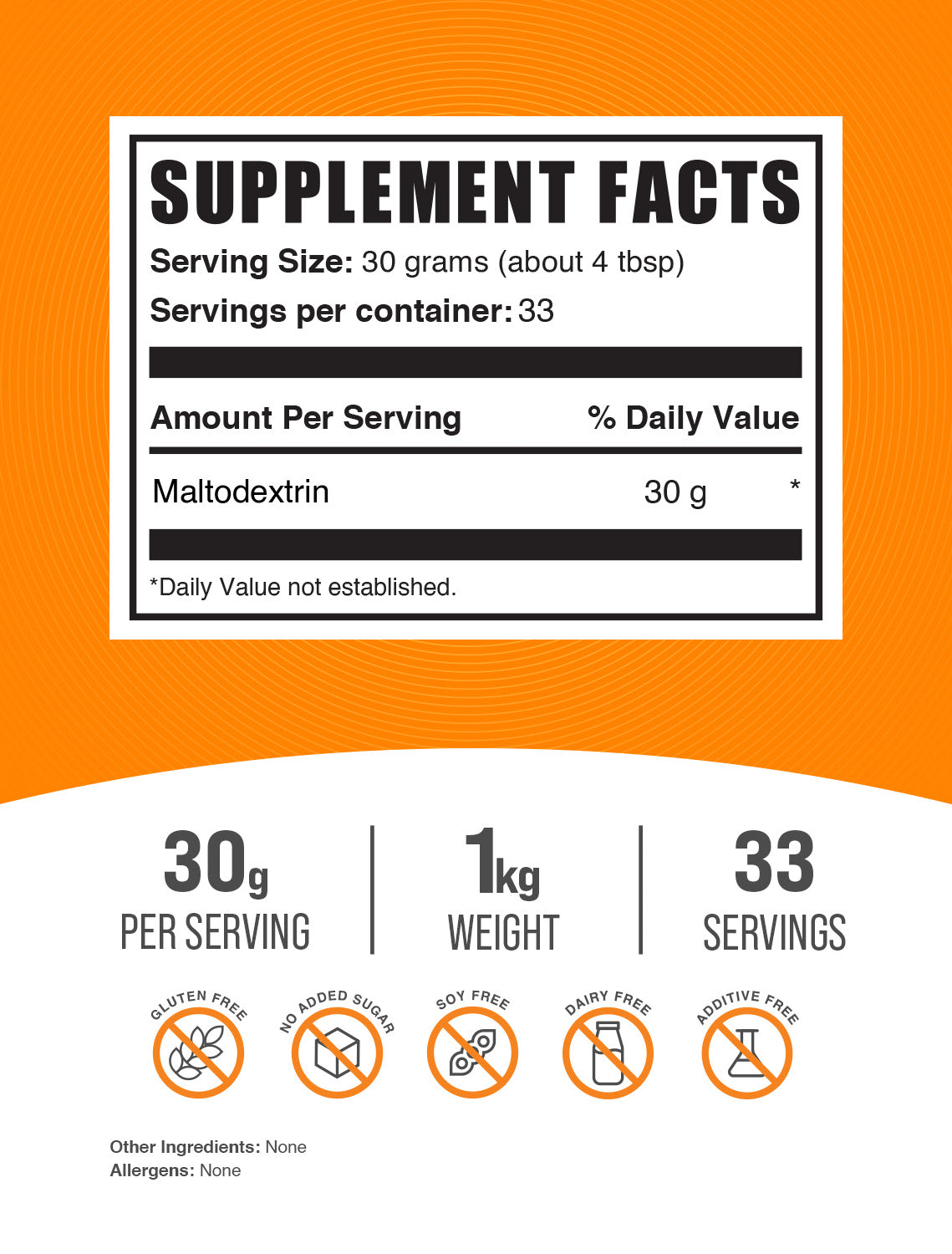Maltodextrin powder label 1kg