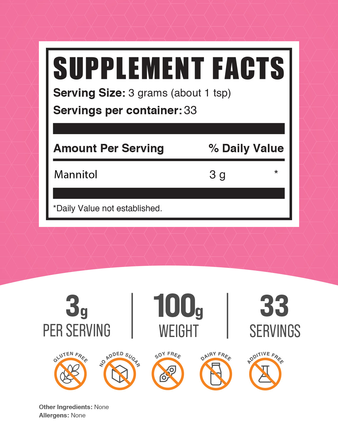 Mannitol powder label 100g