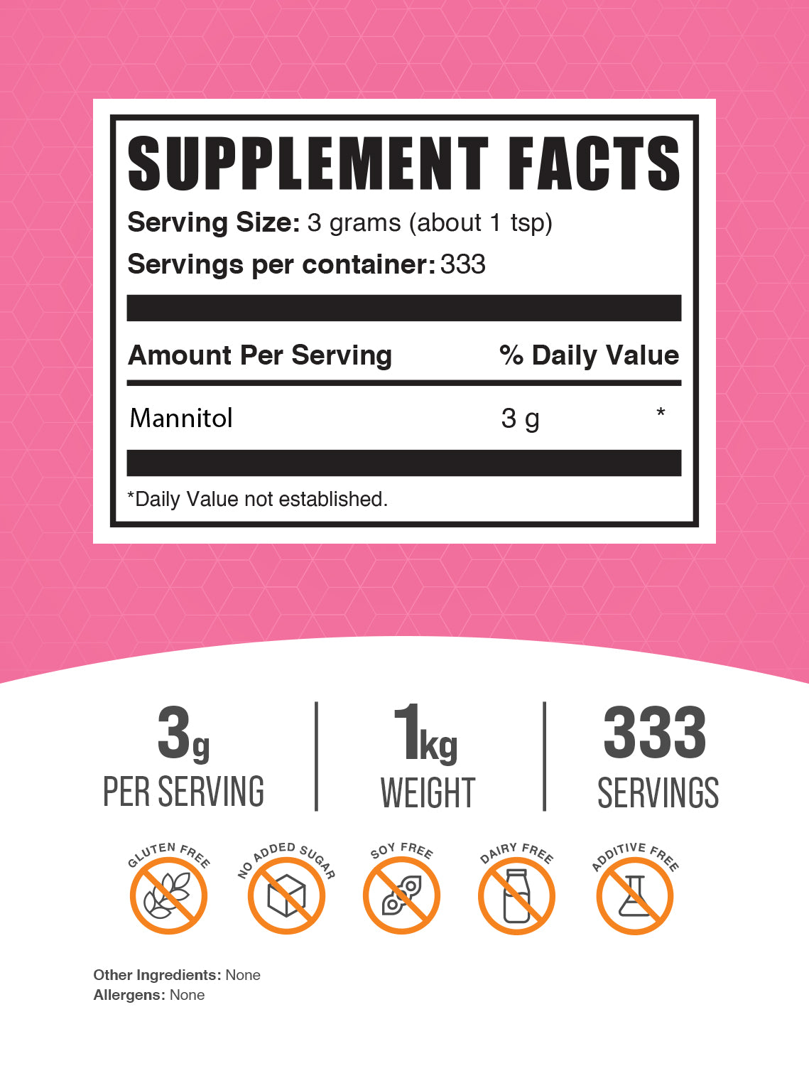 Mannitol powder label 1kg