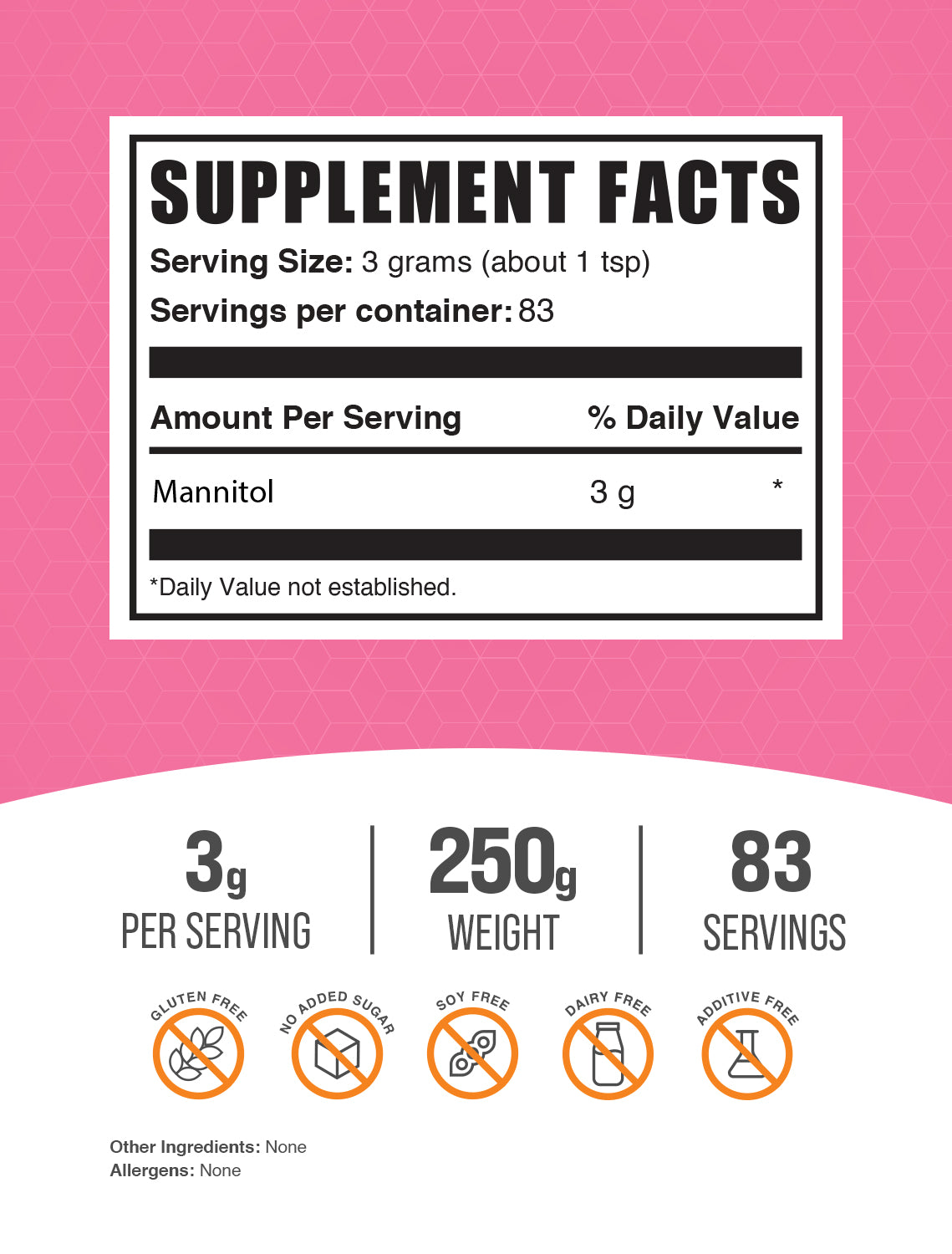 Mannitol powder label 250g