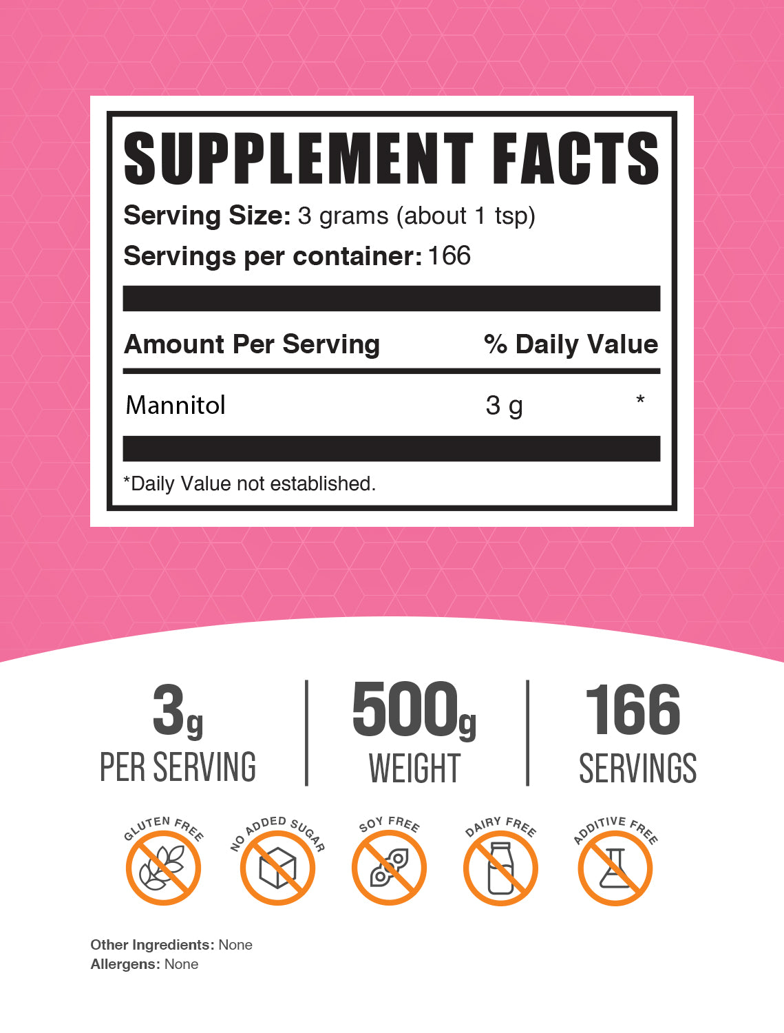 Mannitol powder label 500g