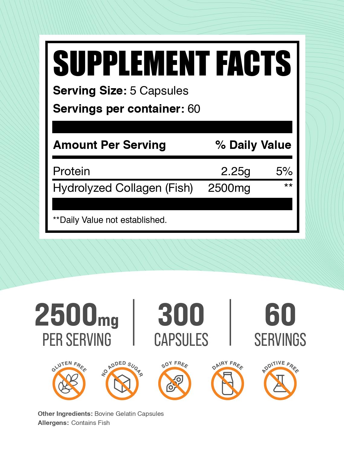 Marine collagen 300 capsules label