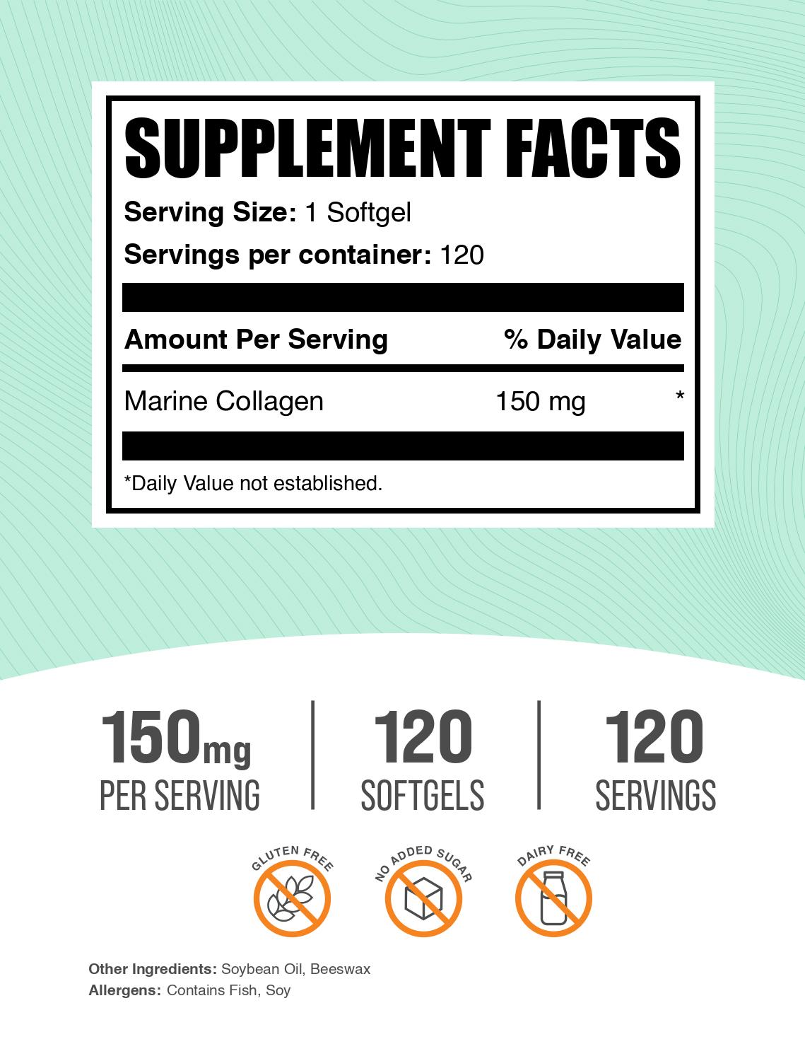 Marine Collagen softgels label 120 ct