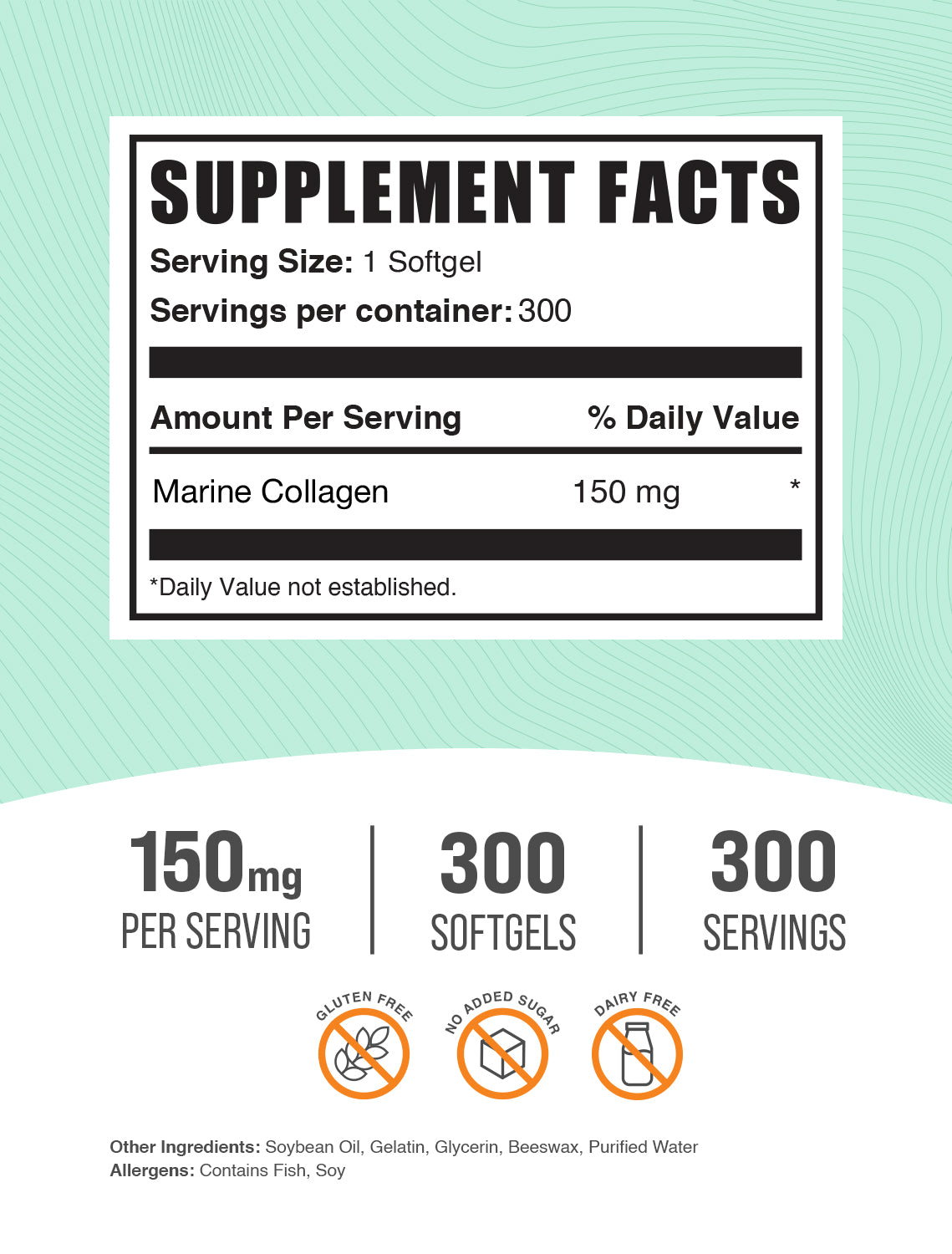 Marine Collagen softgels label 300 ct