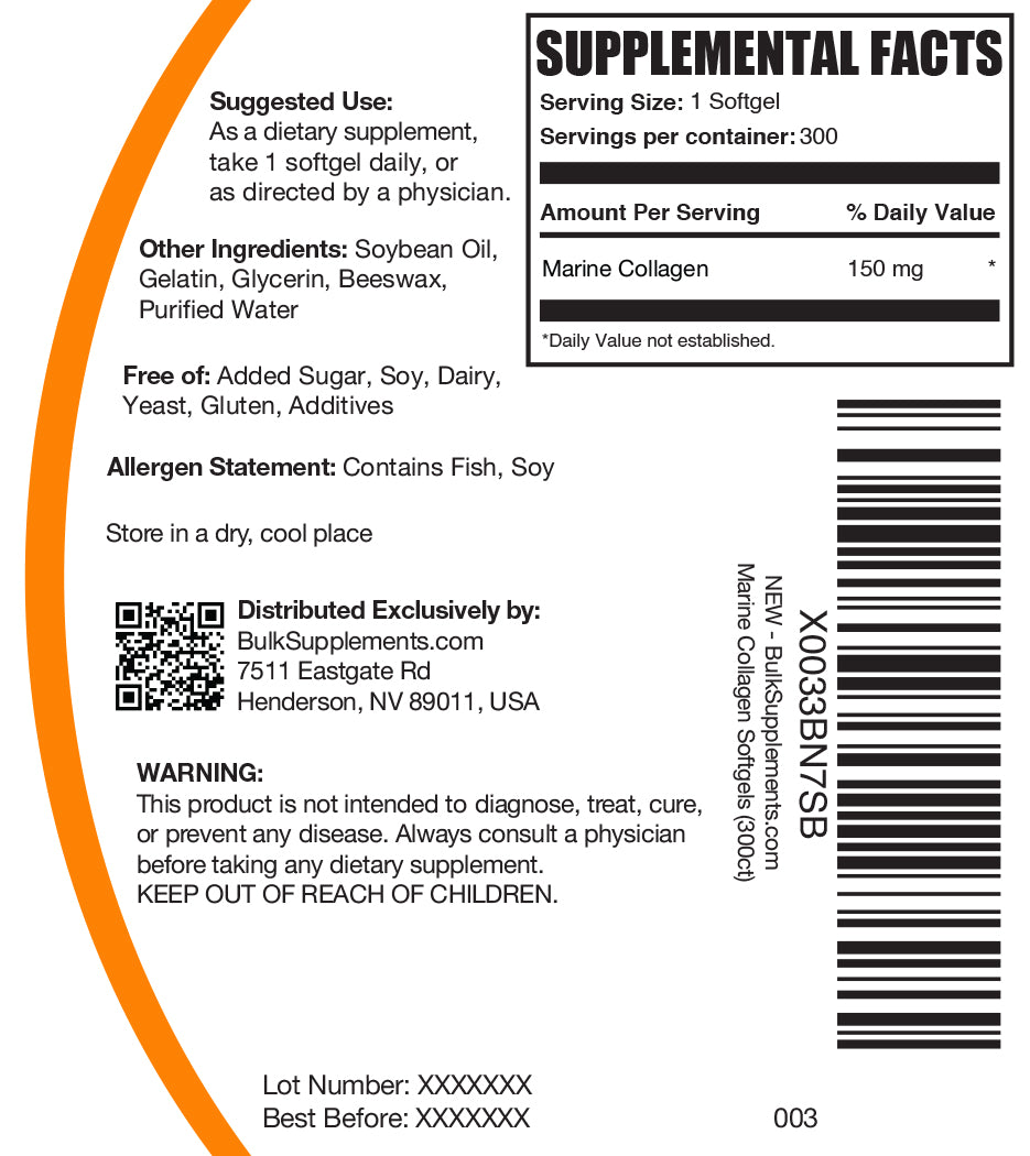 Marine Collagen softgels label 300 ct