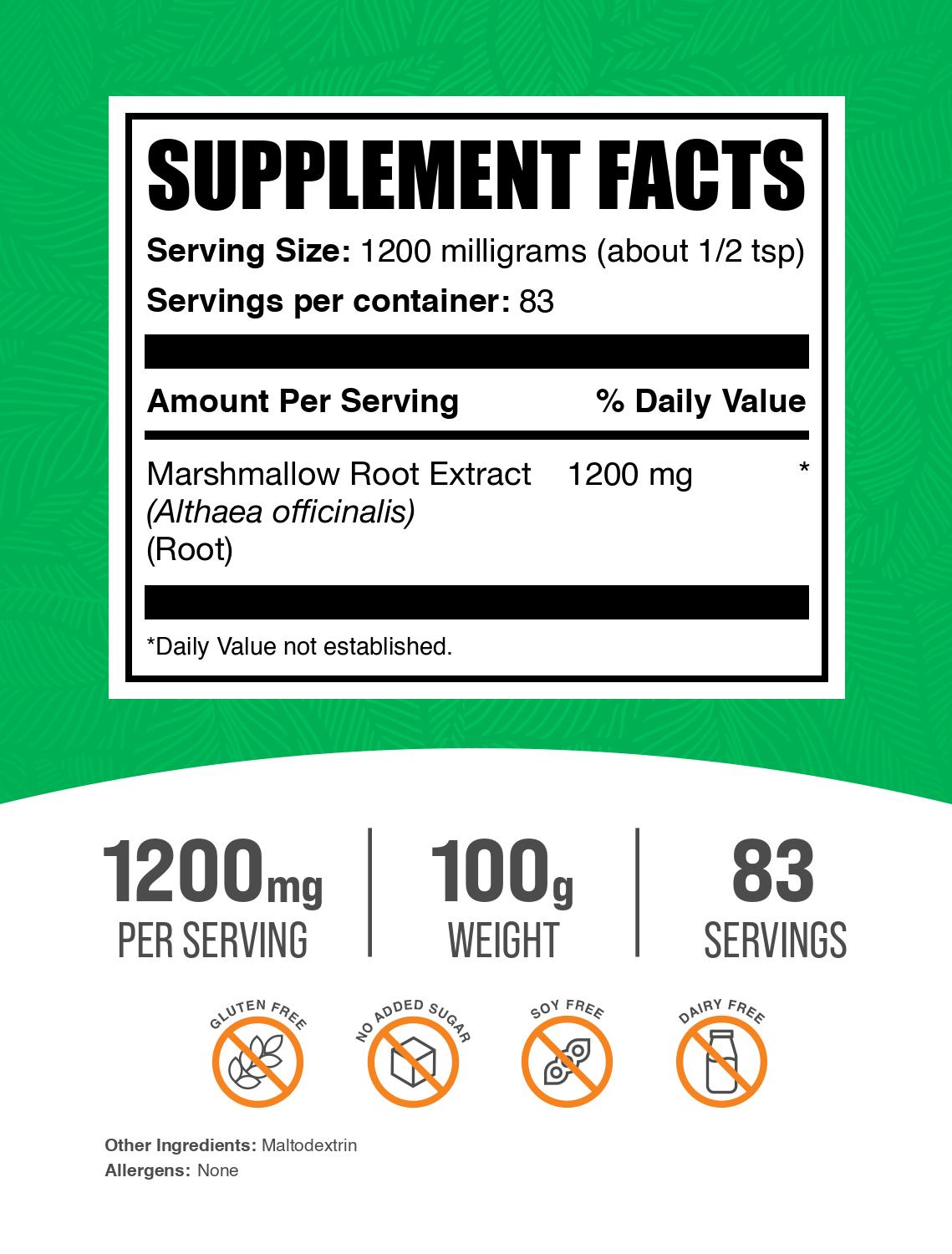 Marshmallow root extract powder label 100g