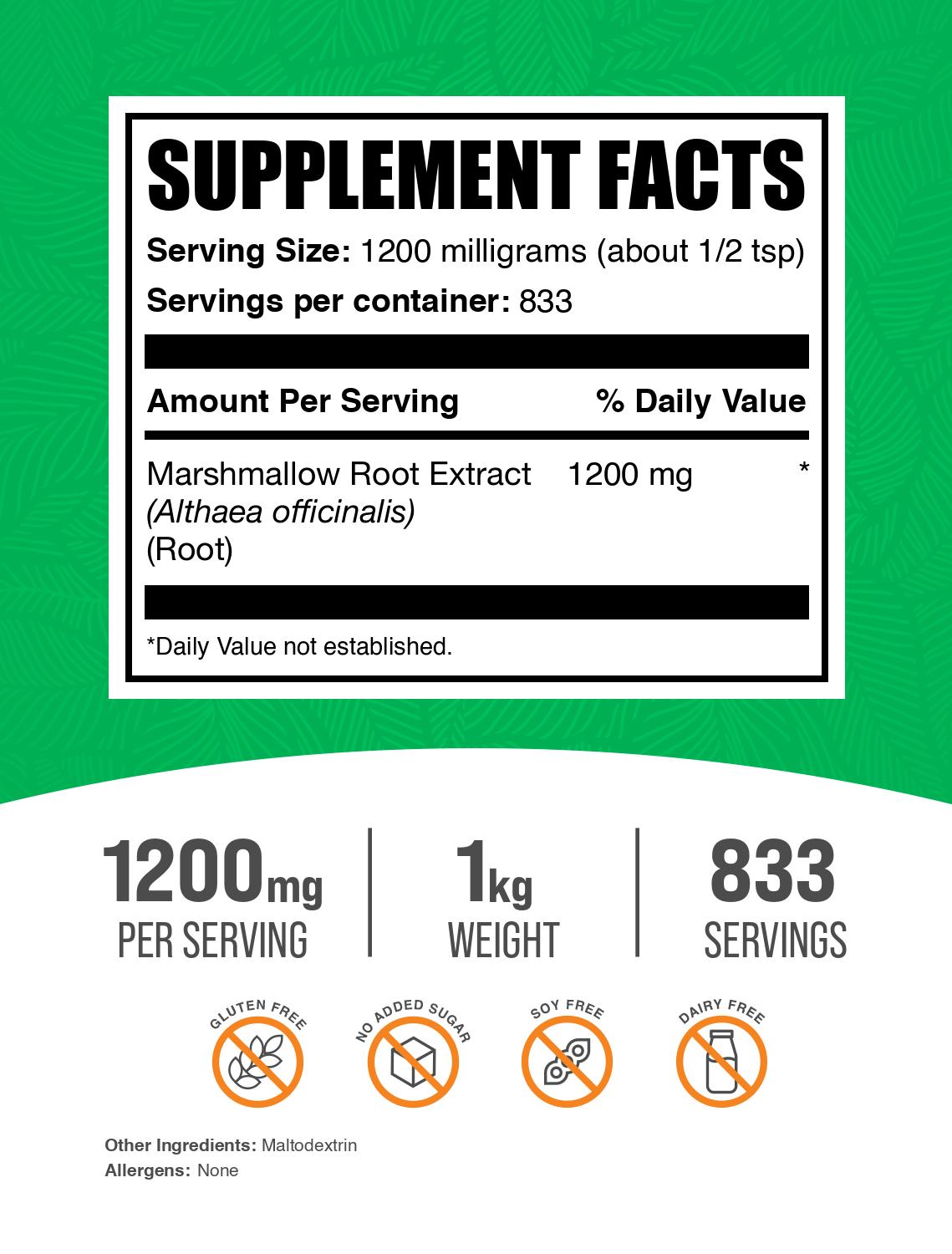 Marshmallow root extract powder label 1kg