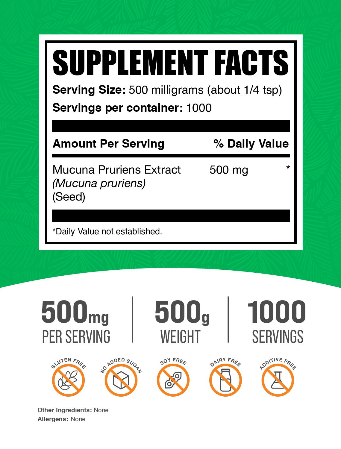 Mucuna Pruriens Extract powder label 500g