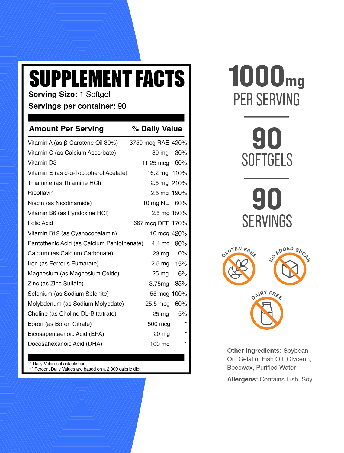 Multivitamin Softgels for Men 90ct Label