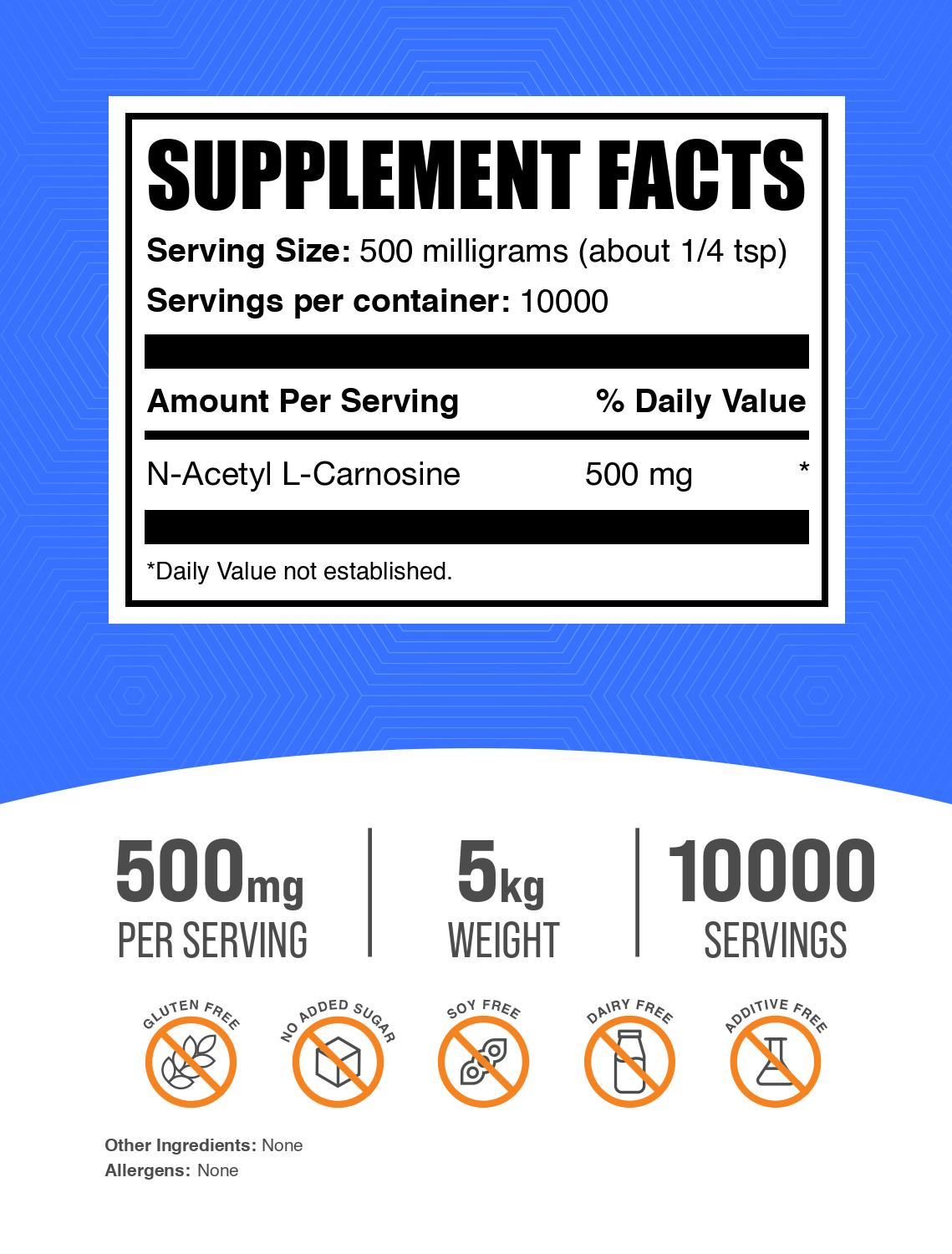 N-Acetyl L-Carnosine (NALC) powder label 5kg