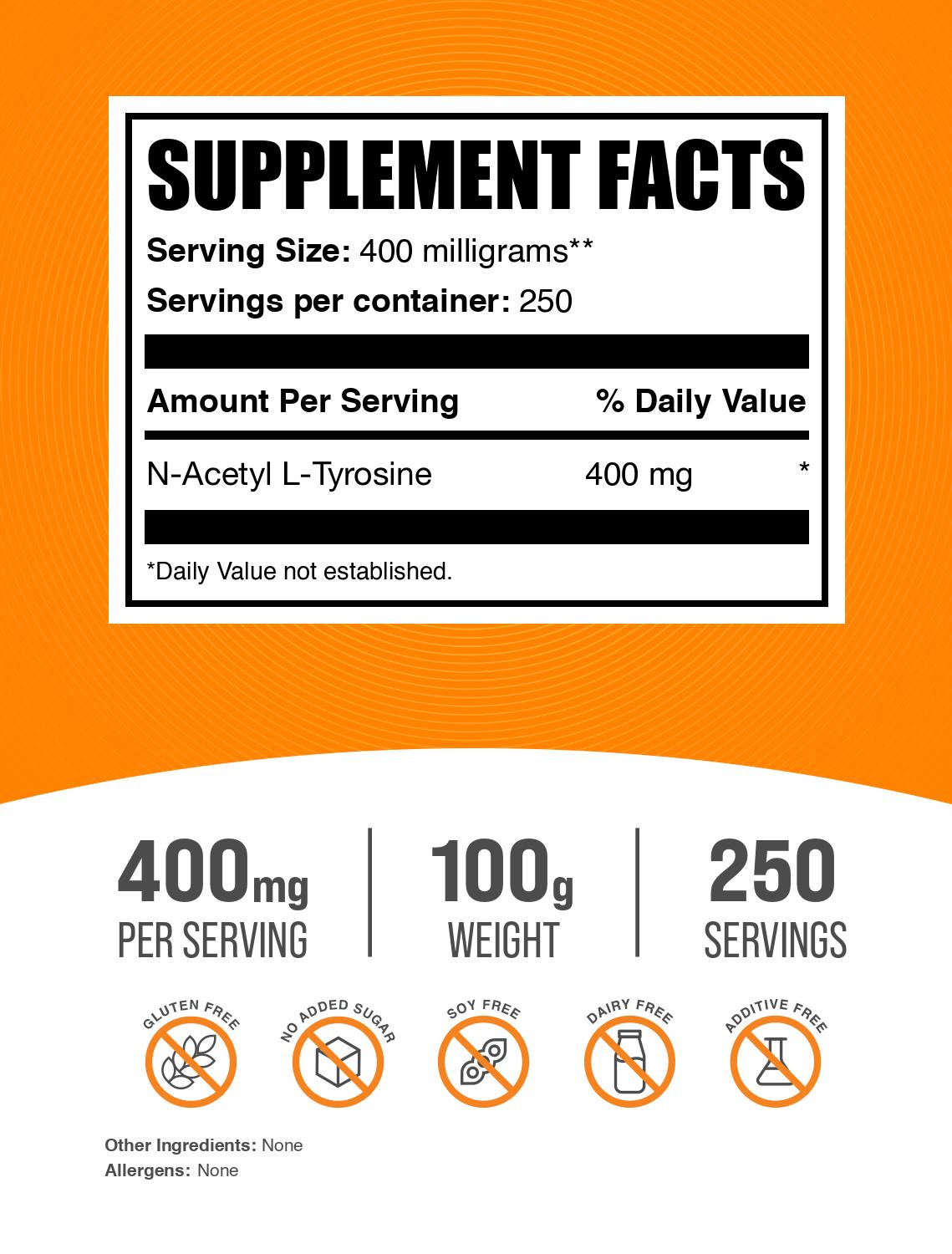 N-Acetyl L-Tyrosine powder label 100g