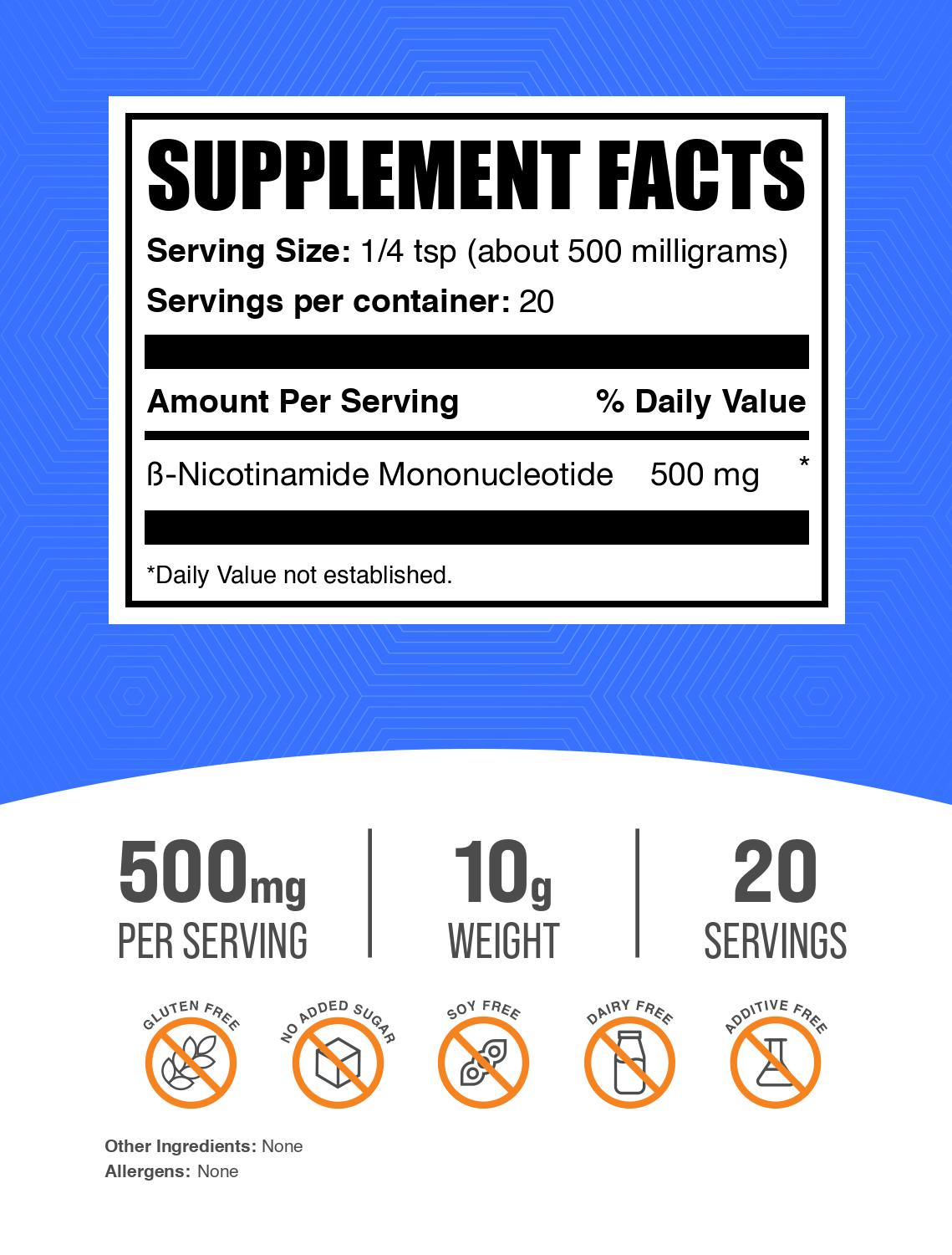 NMN powder label 10g