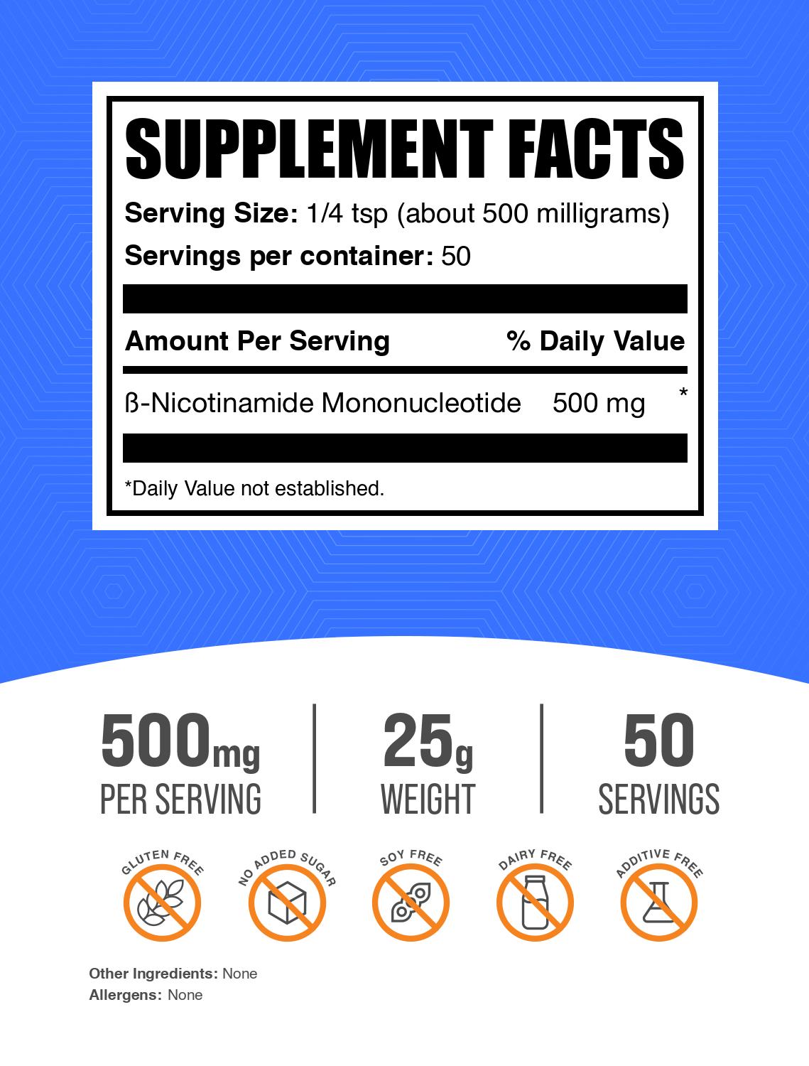 NMN powder label 25g