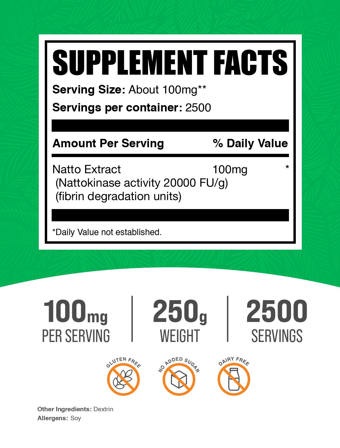 Nattokinase 2000 FU powder label 250g