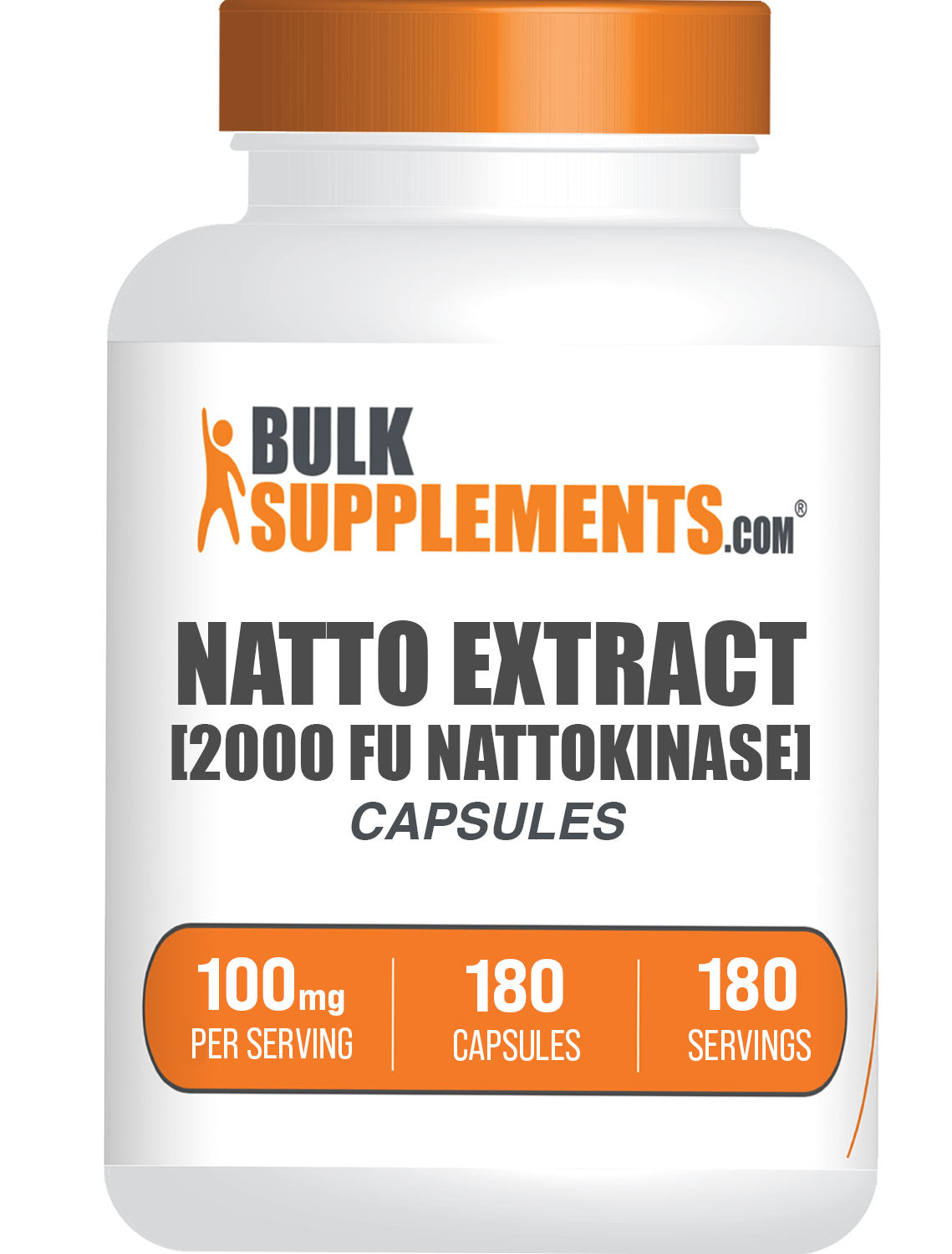 BulkSupplements.com Nattokinase 2000 FU 180 capsules bottle image