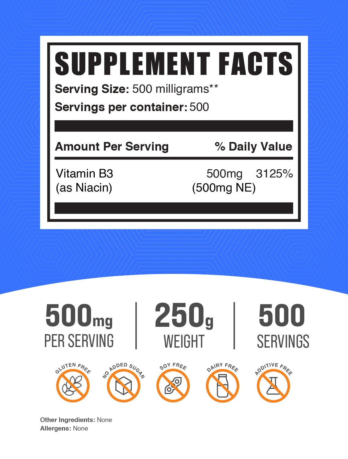 Niacin powder label 250g