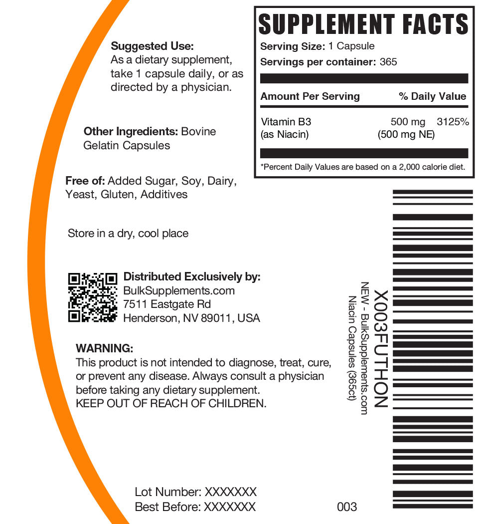 Niacin capsules label 365 ct