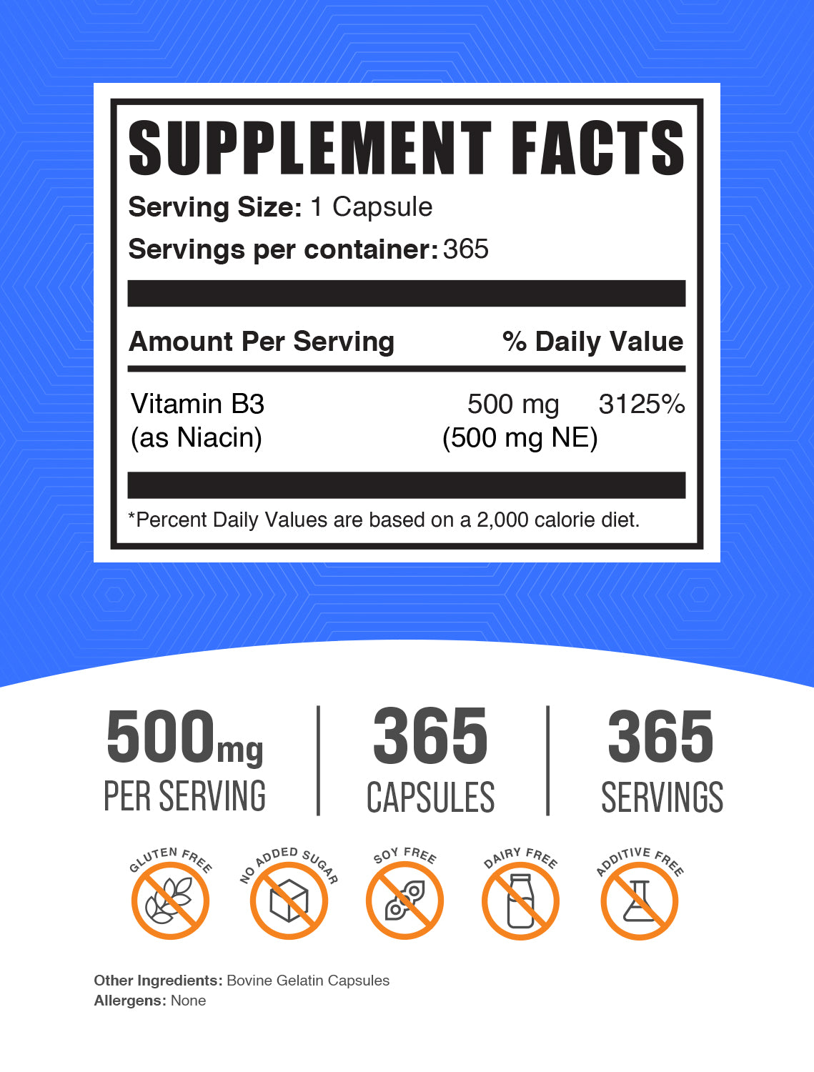 Niacin capsules label 365 ct