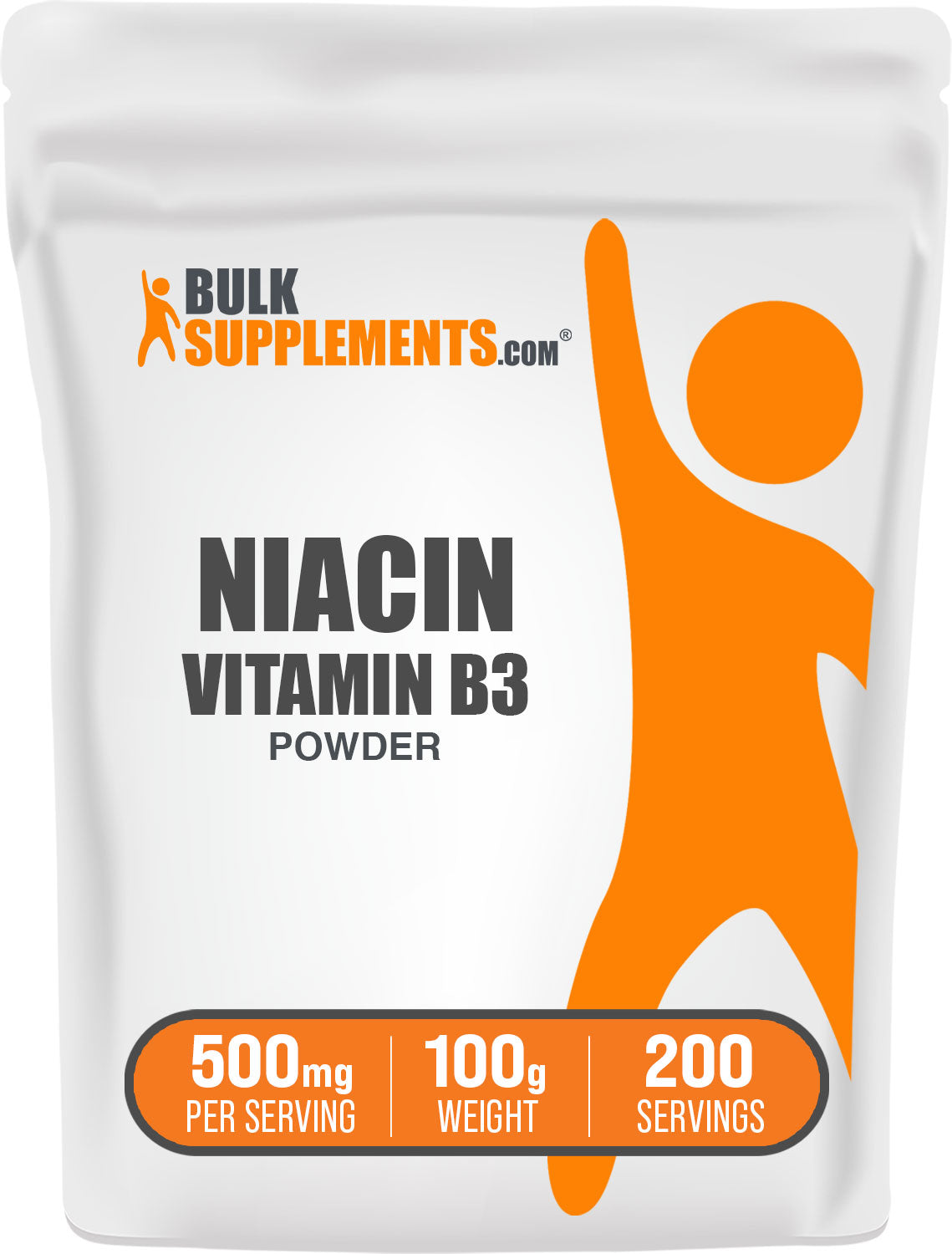 BulkSupplements.com Niacin Vitamin B3 Powder 100g bag image