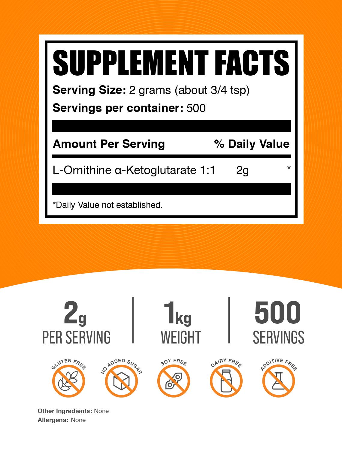 L-Ornithine a-Ketoglutarate (OKG) powder label 1kg