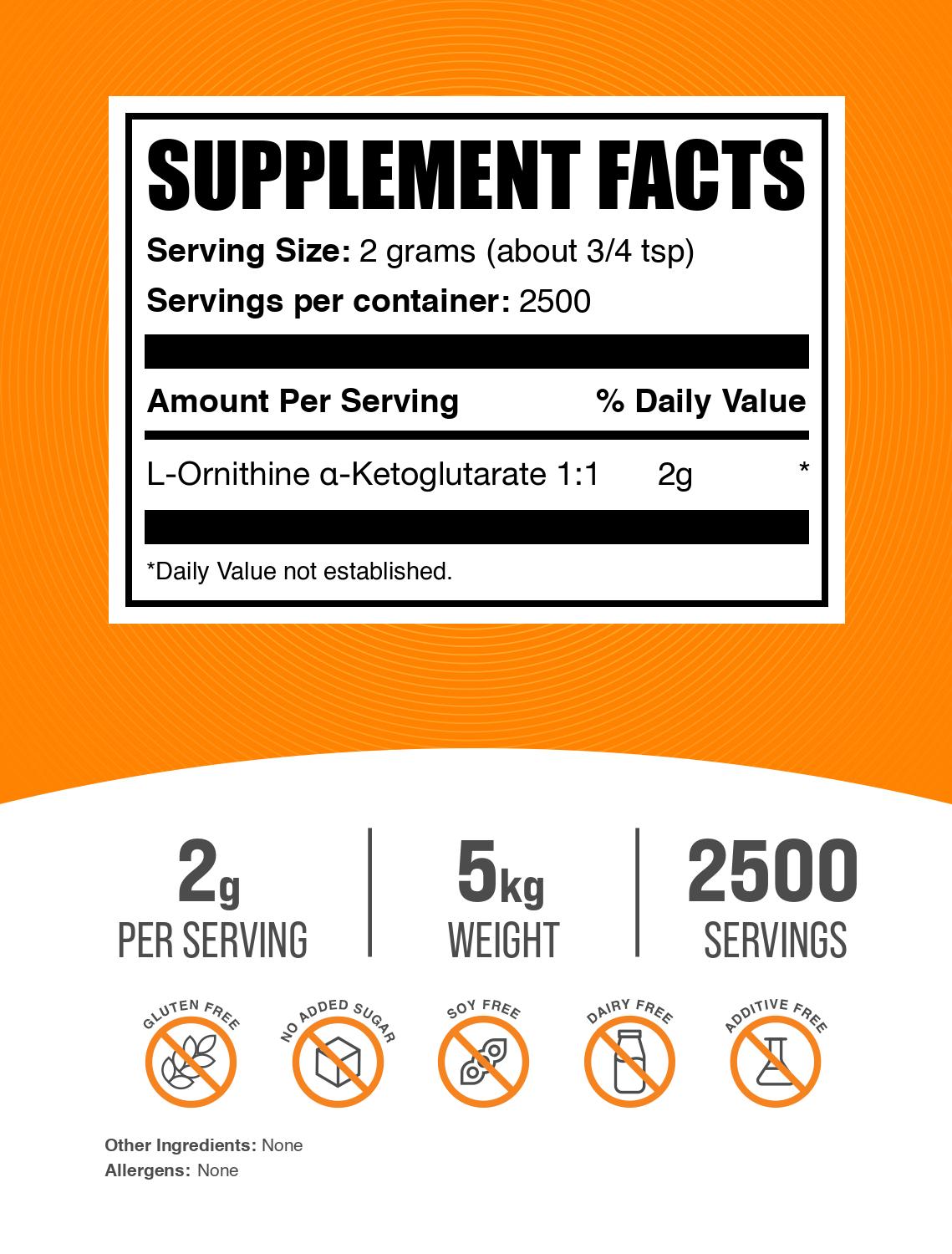 L-Ornithine a-Ketoglutarate (OKG) powder label 5kg