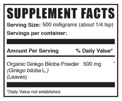 Organic ginkgo biloba powder mini label