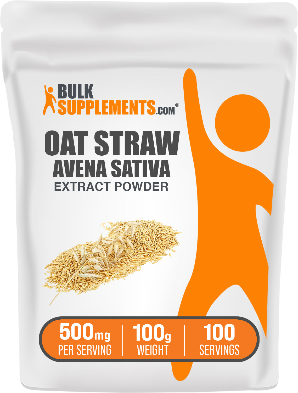 BulkSupplements.com Oat Straw Extract Powder 100g bag image